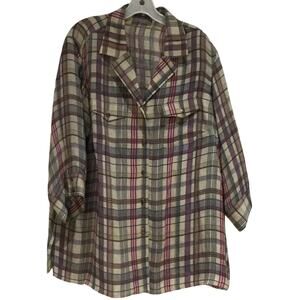 Kate Hill Tan plaid silk/linen 20w worn once
